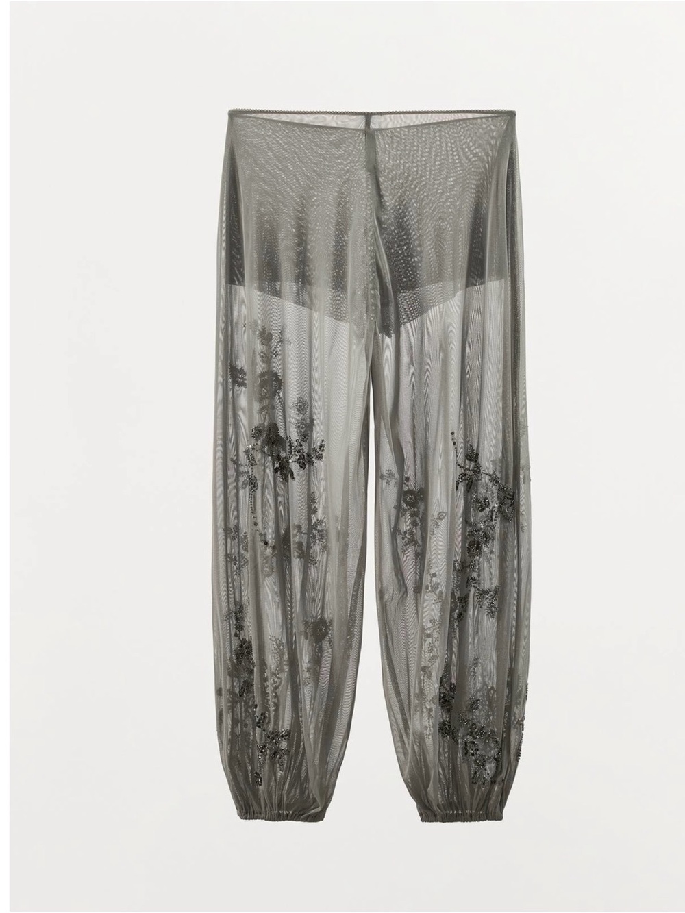NWT Zara Embroidered Sequin Bloomer Balloon Pants in Light Gray 5063/310/811 - Picture 4 of 5